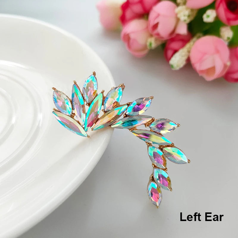 1Pcs Punk Rock Rhinestone Crystal Ear Cuff Wrap Stud Earring for Women Cartilage Piercing Jewelry Ear Clips Earrings 3 Colors