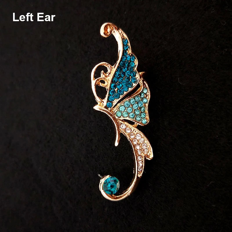 1Pcs Punk Rock Rhinestone Crystal Ear Cuff Wrap Stud Earring for Women Cartilage Piercing Jewelry Ear Clips Earrings 3 Colors