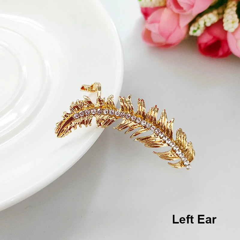 1Pcs Punk Rock Rhinestone Crystal Ear Cuff Wrap Stud Earring for Women Cartilage Piercing Jewelry Ear Clips Earrings 3 Colors