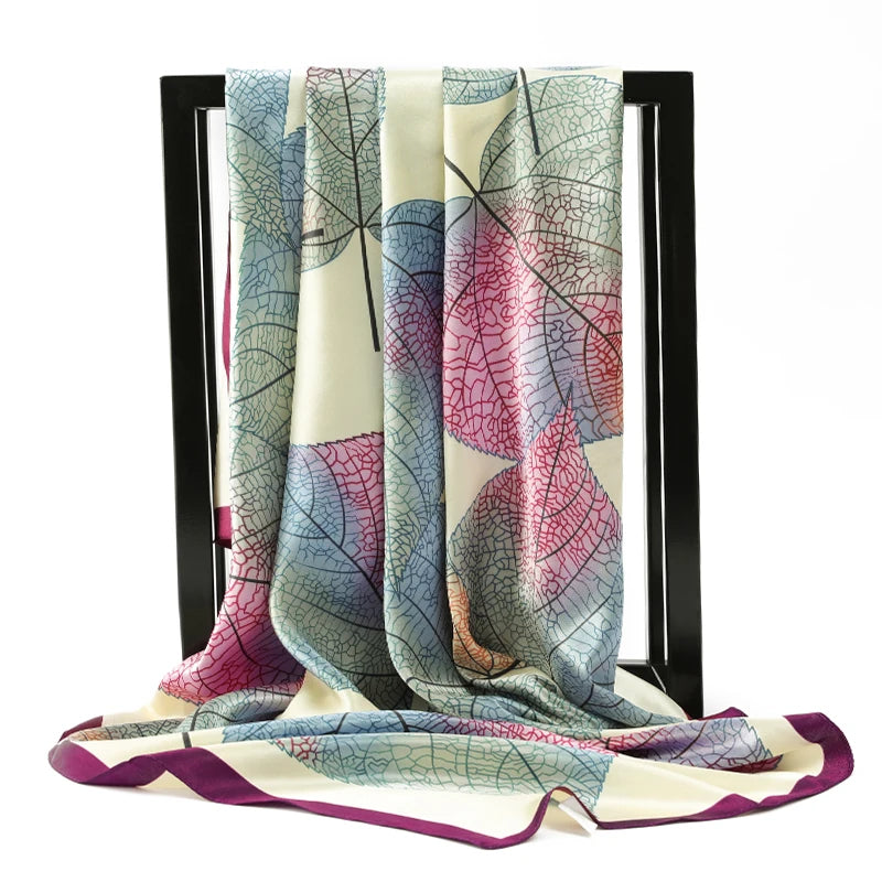 90*90cm Silk Scarves Women Foulard Satin Square Head Hijab Ladies Luxury Brand Shawls Bandana Large wrap bandanna muffler pareo
