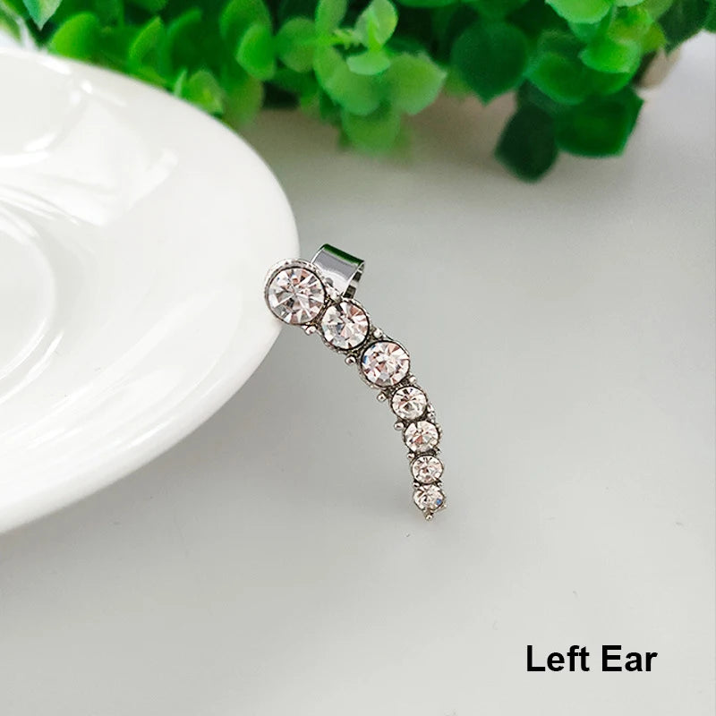 1Pcs Punk Rock Rhinestone Crystal Ear Cuff Wrap Stud Earring for Women Cartilage Piercing Jewelry Ear Clips Earrings 3 Colors