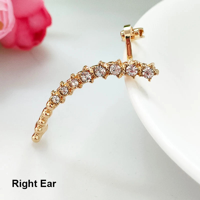 1Pcs Punk Rock Rhinestone Crystal Ear Cuff Wrap Stud Earring for Women Cartilage Piercing Jewelry Ear Clips Earrings 3 Colors