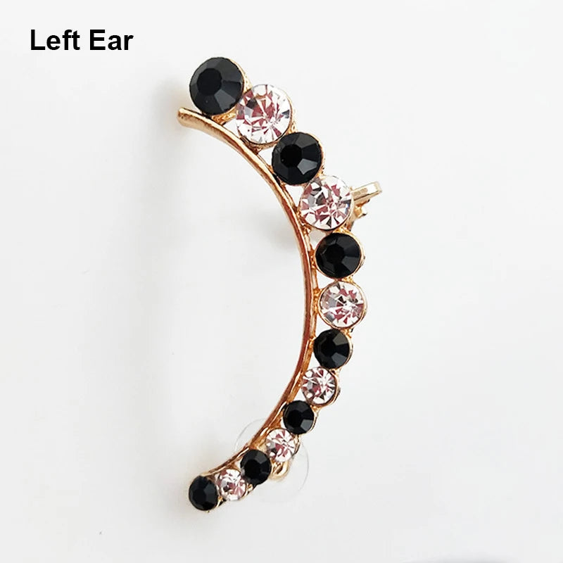 1Pcs Punk Rock Rhinestone Crystal Ear Cuff Wrap Stud Earring for Women Cartilage Piercing Jewelry Ear Clips Earrings 3 Colors