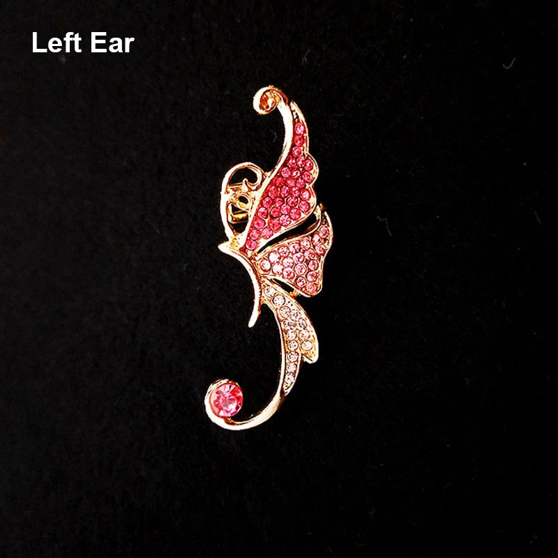 1Pcs Punk Rock Rhinestone Crystal Ear Cuff Wrap Stud Earring for Women Cartilage Piercing Jewelry Ear Clips Earrings 3 Colors