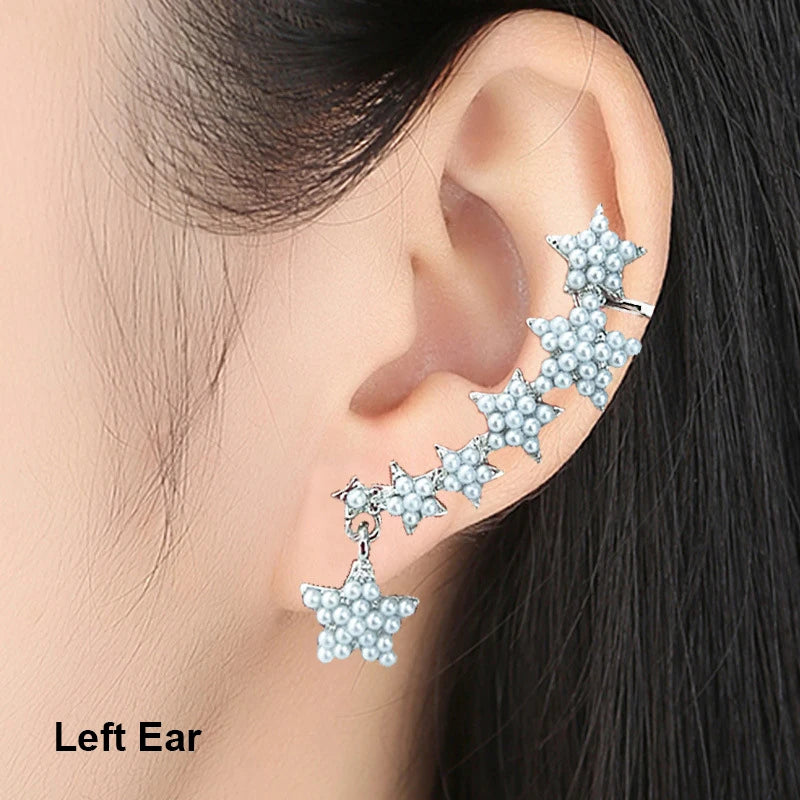 1Pcs Punk Rock Rhinestone Crystal Ear Cuff Wrap Stud Earring for Women Cartilage Piercing Jewelry Ear Clips Earrings 3 Colors