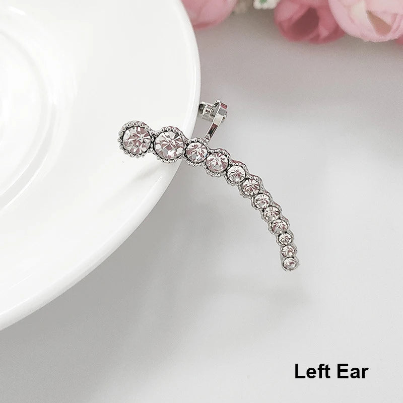 1Pcs Punk Rock Rhinestone Crystal Ear Cuff Wrap Stud Earring for Women Cartilage Piercing Jewelry Ear Clips Earrings 3 Colors