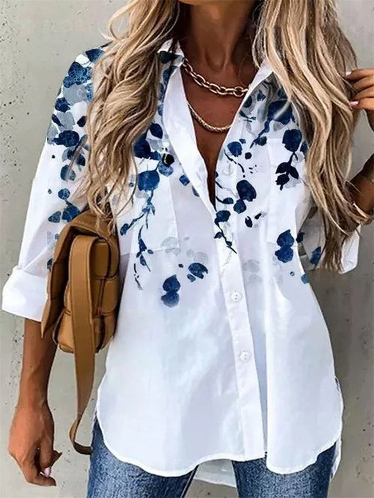 Blusa Feminina Casual de Manga Longa – Elegante e Versátil  Blusa feminina de manga longa, perfeita para uso diário  Design casual, mas elegante, ideal para escritório ou eventos informais