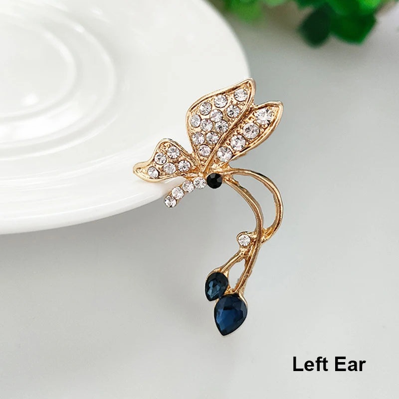 1Pcs Punk Rock Rhinestone Crystal Ear Cuff Wrap Stud Earring for Women Cartilage Piercing Jewelry Ear Clips Earrings 3 Colors