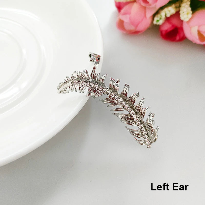 1Pcs Punk Rock Rhinestone Crystal Ear Cuff Wrap Stud Earring for Women Cartilage Piercing Jewelry Ear Clips Earrings 3 Colors