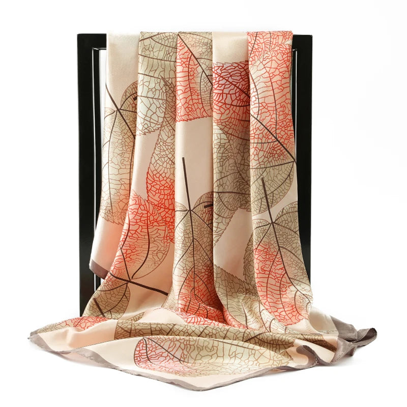 90*90cm Silk Scarves Women Foulard Satin Square Head Hijab Ladies Luxury Brand Shawls Bandana Large wrap bandanna muffler pareo