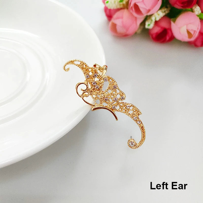 1Pcs Punk Rock Rhinestone Crystal Ear Cuff Wrap Stud Earring for Women Cartilage Piercing Jewelry Ear Clips Earrings 3 Colors