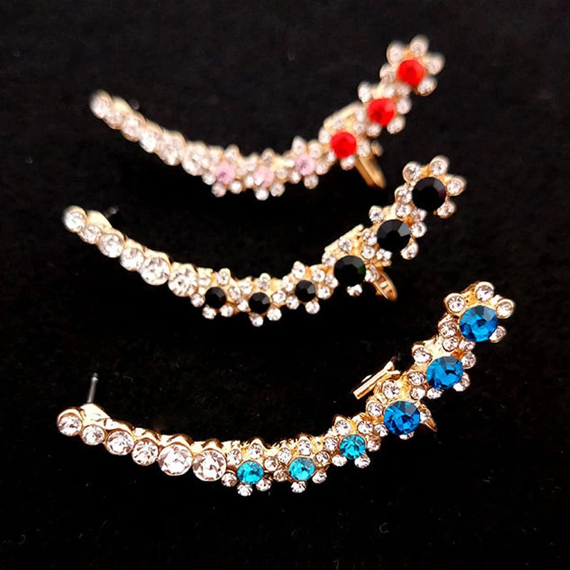 1Pcs Punk Rock Rhinestone Crystal Ear Cuff Wrap Stud Earring for Women Cartilage Piercing Jewelry Ear Clips Earrings 3 Colors