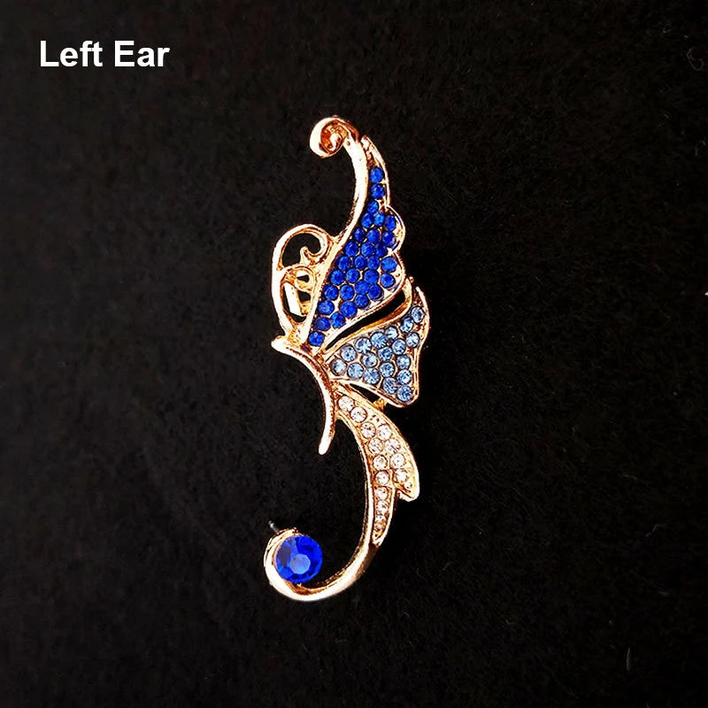 1Pcs Punk Rock Rhinestone Crystal Ear Cuff Wrap Stud Earring for Women Cartilage Piercing Jewelry Ear Clips Earrings 3 Colors