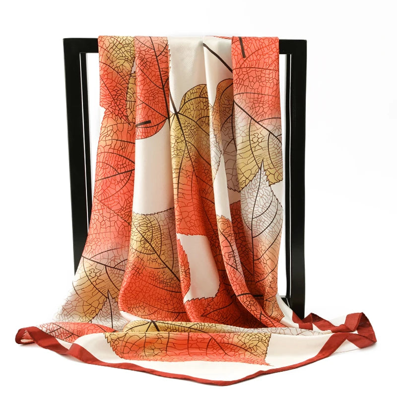 90*90cm Silk Scarves Women Foulard Satin Square Head Hijab Ladies Luxury Brand Shawls Bandana Large wrap bandanna muffler pareo
