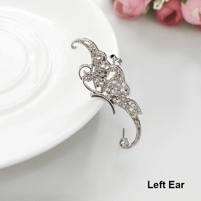 1Pcs Punk Rock Rhinestone Crystal Ear Cuff Wrap Stud Earring for Women Cartilage Piercing Jewelry Ear Clips Earrings 3 Colors