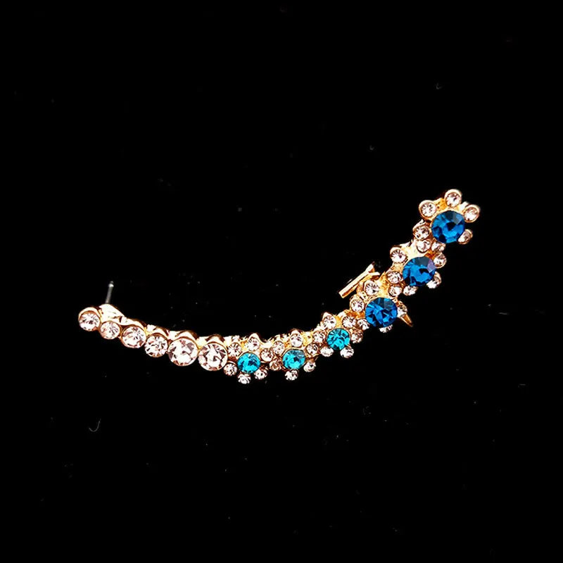 1Pcs Punk Rock Rhinestone Crystal Ear Cuff Wrap Stud Earring for Women Cartilage Piercing Jewelry Ear Clips Earrings 3 Colors