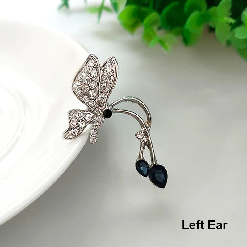 1Pcs Punk Rock Rhinestone Crystal Ear Cuff Wrap Stud Earring for Women Cartilage Piercing Jewelry Ear Clips Earrings 3 Colors