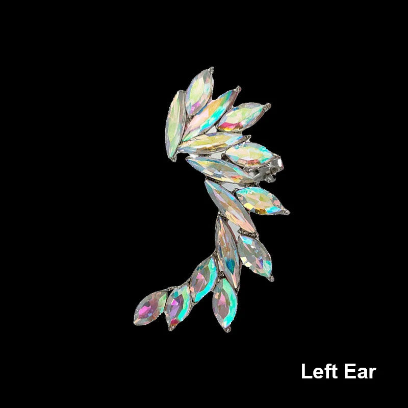 1Pcs Punk Rock Rhinestone Crystal Ear Cuff Wrap Stud Earring for Women Cartilage Piercing Jewelry Ear Clips Earrings 3 Colors