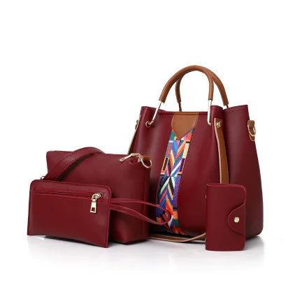 Conjunto de bolsas femininas 4 em 1, perfeito para organizar seus pertences com estilo. Inclui bolsa de ombro, crossbody e acessórios práticos para o dia a dia.