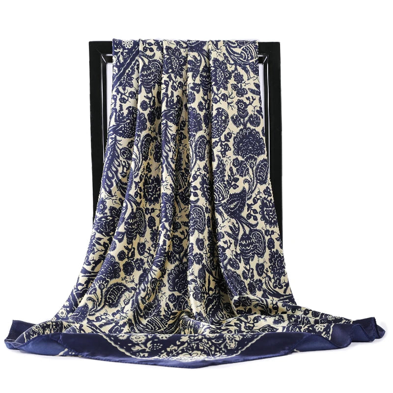 90*90cm Silk Scarves Women Foulard Satin Square Head Hijab Ladies Luxury Brand Shawls Bandana Large wrap bandanna muffler pareo