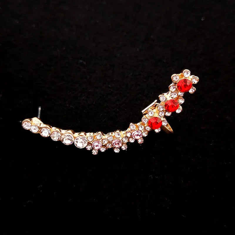 1Pcs Punk Rock Rhinestone Crystal Ear Cuff Wrap Stud Earring for Women Cartilage Piercing Jewelry Ear Clips Earrings 3 Colors