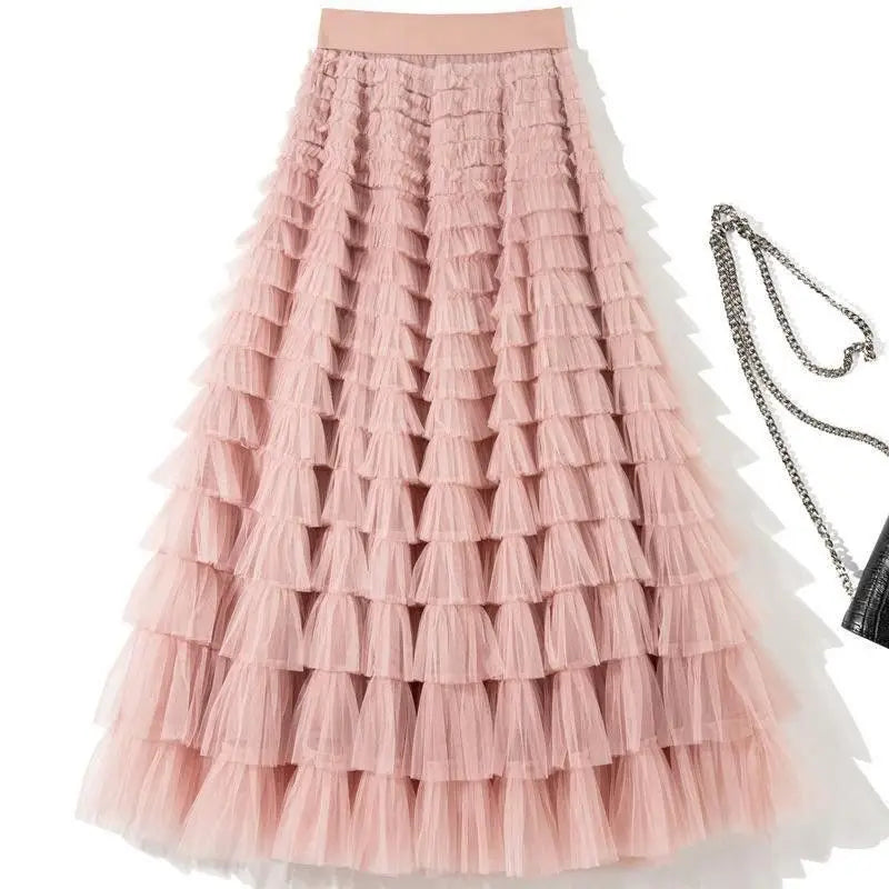 Saia Doce Estilo Camadas – Cintura Elástica, Midi