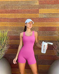 Macacão Esportivo Feminino – Conjunto de Yoga em Cor Lisa, Secagem Rápida, Ideal para Yoga, Ciclismo, Corrida e Treinos de Academia