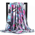 Lenço Quadrado Feminino 90x90cm – Cetim Toque de Seda, Estampado Fashion, Echarpe/Scarf/ Bandana de Luxo