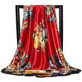 Lenço Quadrado Feminino 90x90cm – Cetim Toque de Seda, Estampado Fashion, Echarpe/Scarf/ Bandana de Luxo
