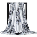Lenço Quadrado Feminino 90x90cm – Cetim Toque de Seda, Estampado Fashion, Echarpe/Scarf/ Bandana de Luxo