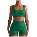 Conjunto Fitness Feminino 2025 – Top Cropped e Shorts de Cintura Alta