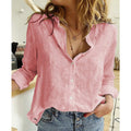 Blusa Feminina de Algodão e Linho – Manga Longa Casual e Elegante Blusa feminina leve e confortável, feita em algodão e linho, com mangas longas, gola com botão e corte solto.