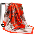Lenço Quadrado Feminino 90x90cm – Cetim Toque de Seda, Estampado Fashion, Echarpe/Scarf/ Bandana de Luxo
