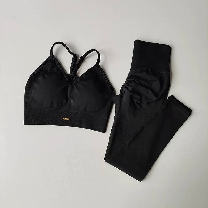Conjunto Fitness Feminino 2026 – Legging Cintura Alta e Top, Efeito Levanta Quadril
