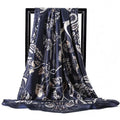 Lenço Quadrado Feminino 90x90cm – Cetim Toque de Seda, Estampado Fashion, Echarpe/Scarf/ Bandana de Luxo