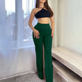 Calça Feminina Casual – Cintura Alta, Pernas Flare, Office Elegante, Longa, Primavera/Verão, Moda Feminina