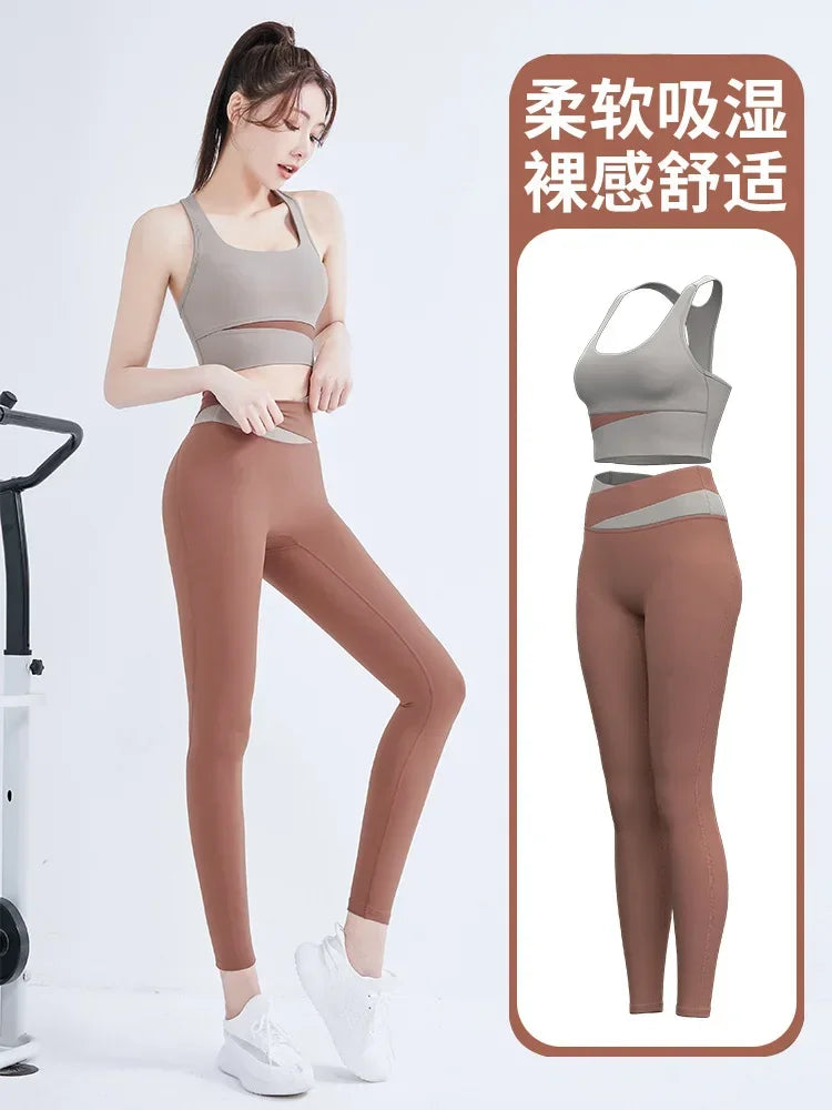Conjunto Feminino de Yoga e Fitness – 2 Peças: Top Esportivo com Suporte, Calça de Cintura Alta Modeladora, Conjunto de Treino com Levantamento de Bumbum