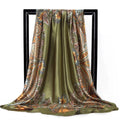 Lenço Quadrado Feminino 90x90cm – Cetim Toque de Seda, Estampado Fashion, Echarpe/Scarf/ Bandana de Luxo
