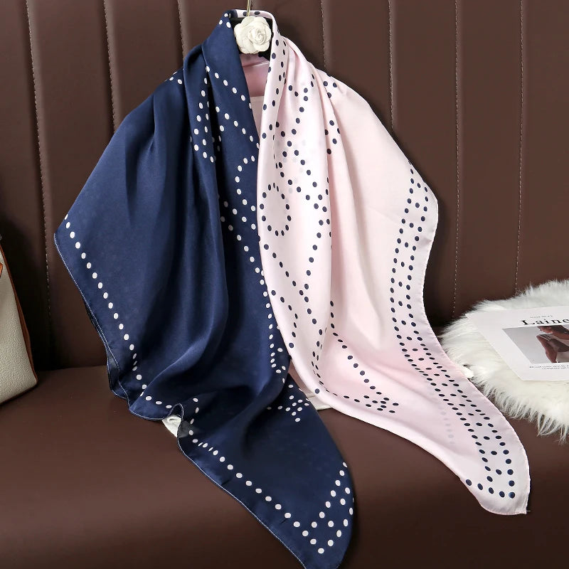 Lenço Grande de Seda 110cm – Echarpe Feminina Estampada, Hijab, Bandana, Foulard e Acessório de Praia