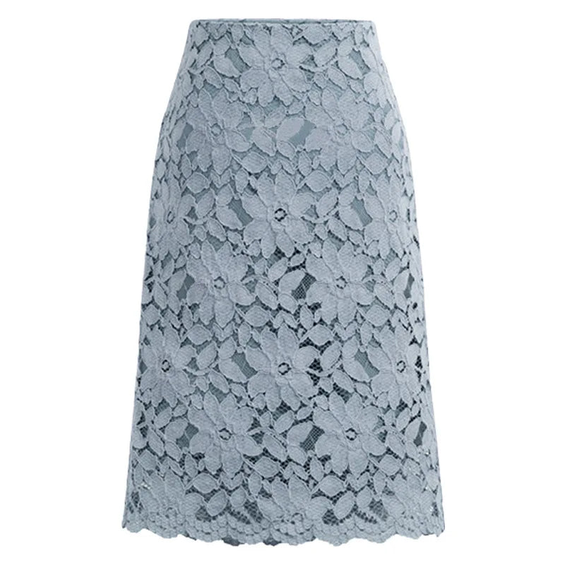 Saia Lápis Feminina de Verão – Renda Elegante, Cintura Alta, Office e Casual
