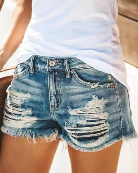 Shorts Jeans Feminino Streetwear 2026 – Perfurados, Cintura Média, Estilo Cowboy  Shorts jeans feminino de verão, tendência 2026, perfeito para streetwear