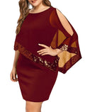 Vestido Feminino Plus Size Outono/Inverno com Ombro Único e Paetês – Estilo Fashion Oversized  Design irregular moderno, perfeito para destacar o corpo  Modelo plus size, confortável e elegante