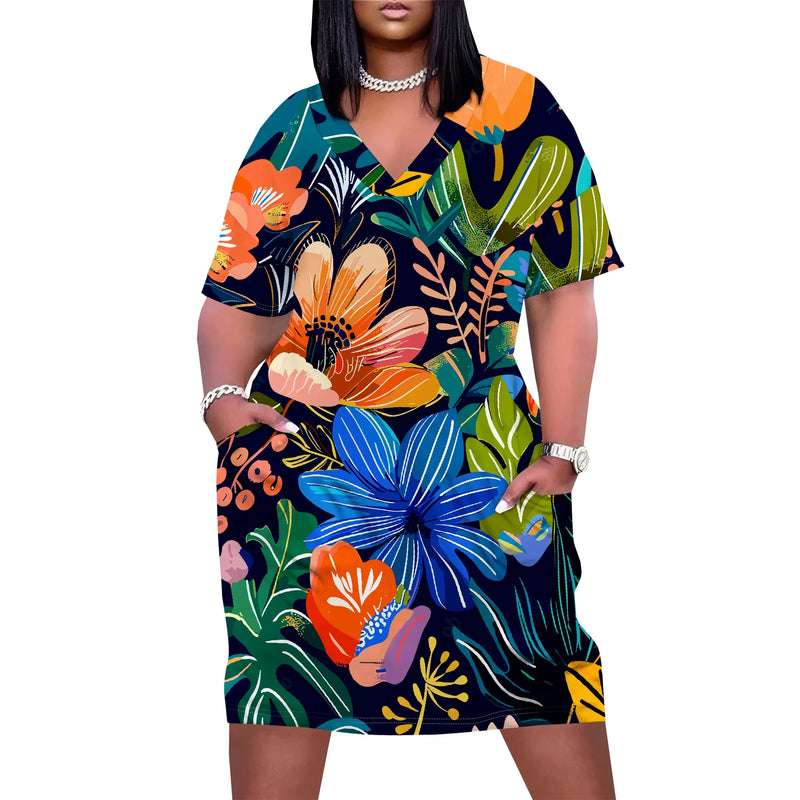 Vestido Plus Size Feminino Tie Dye – Verão Festival 2026