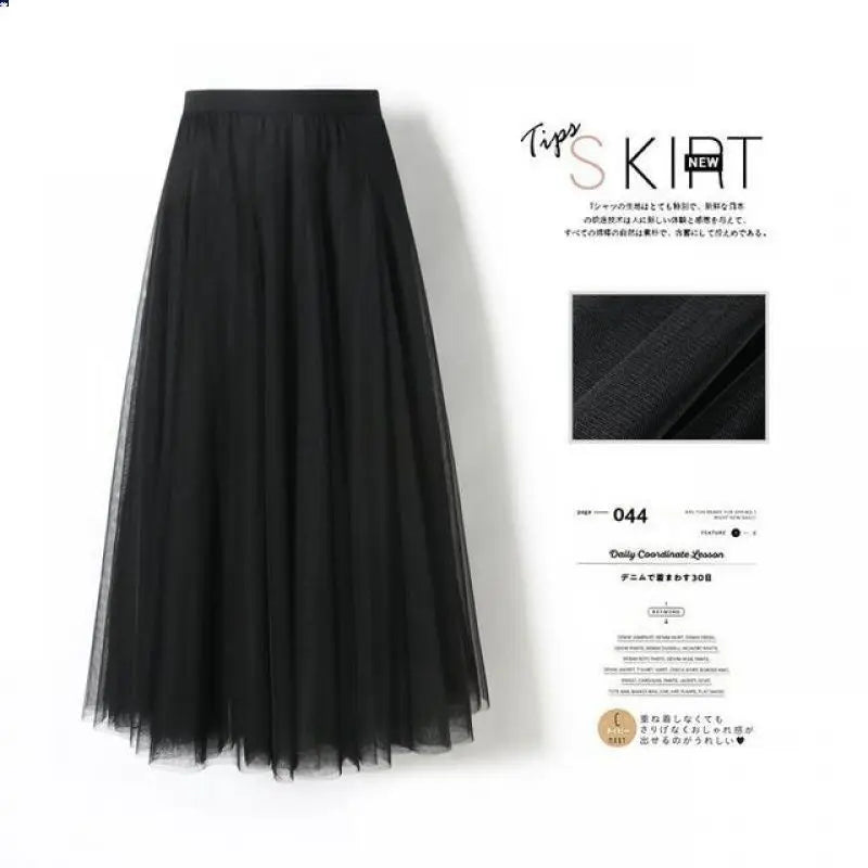 Saia Midi A-Line de Cintura Alta para Mulheres – Saia Rodada em Tule, Casual e Versátil