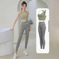 Conjunto Feminino de Yoga e Fitness – 2 Peças: Top Esportivo com Suporte, Calça de Cintura Alta Modeladora, Conjunto de Treino com Levantamento de Bumbum