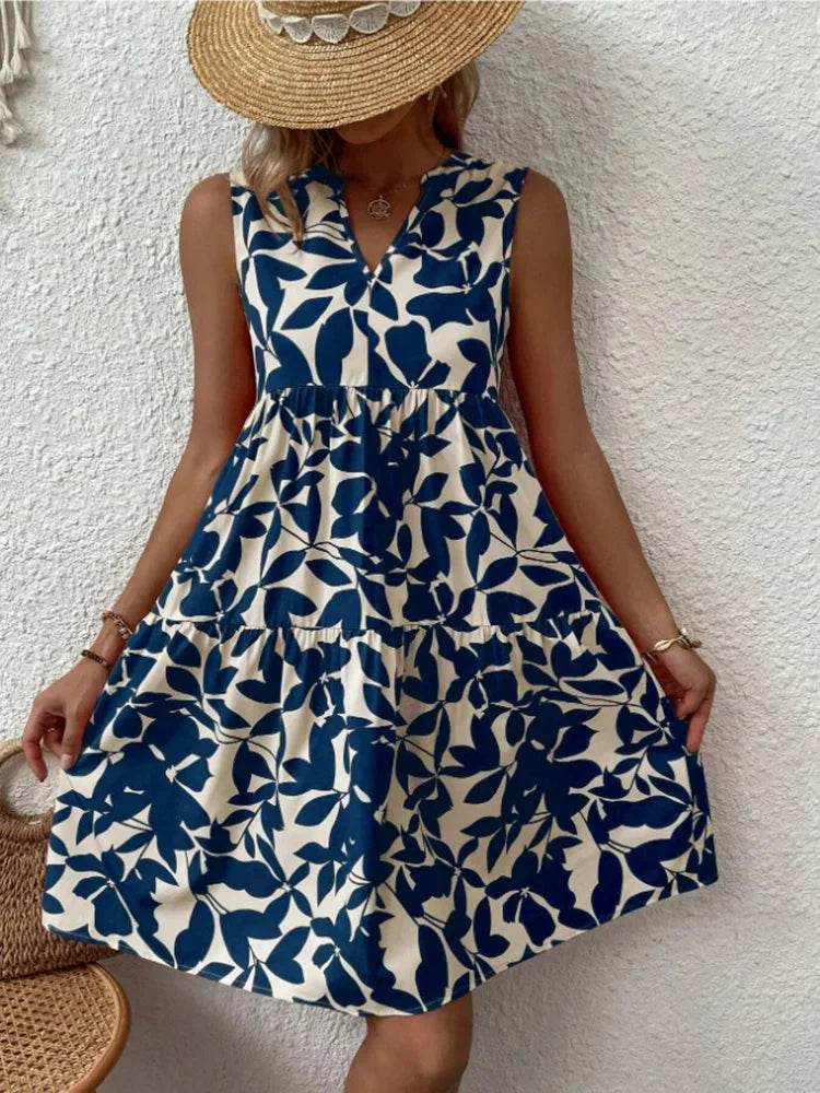Vestido Feminino Boho Estampado – Mini, Elegante e Casual, Verão 2026