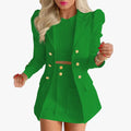 Eleve seu estilo no trabalho ou em eventos casuais com este conjunto feminino elegante de primavera 2026 composto por blazer de manga longa