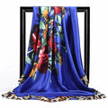 Lenço Quadrado Feminino 90x90cm – Cetim Toque de Seda, Estampado Fashion, Echarpe/Scarf/ Bandana de Luxo