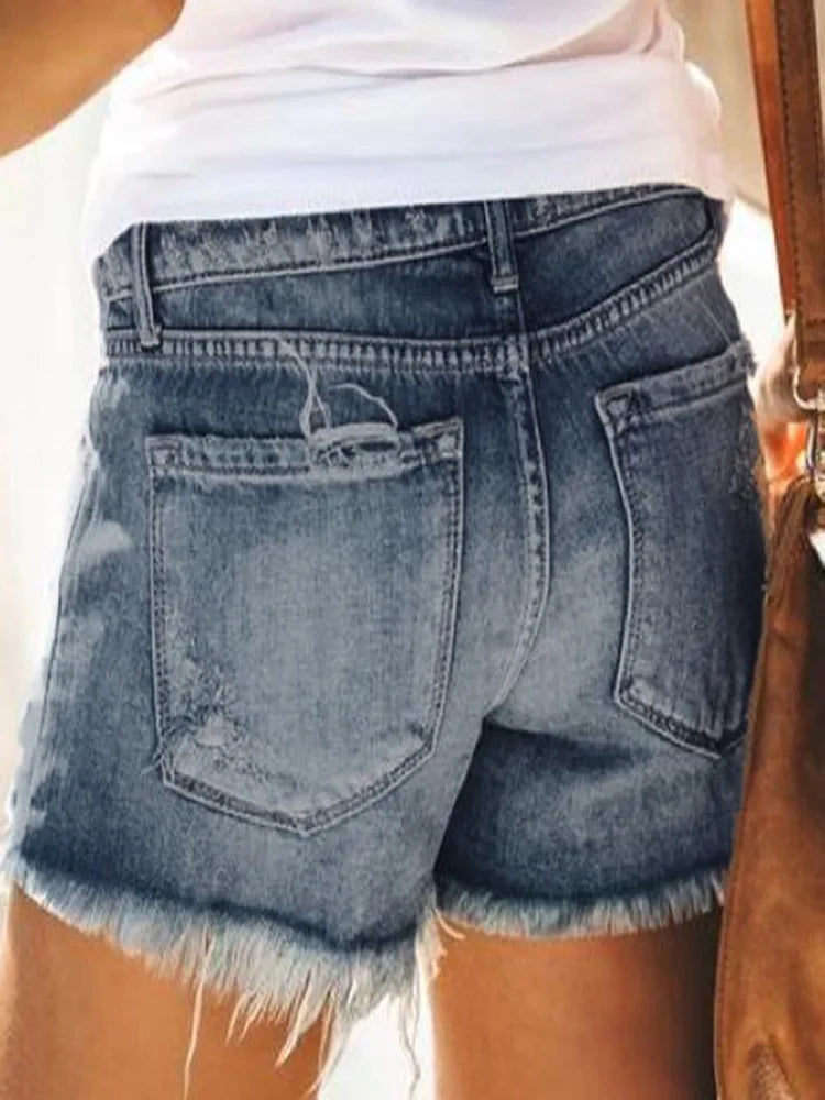 Shorts Jeans Feminino Streetwear 2026 – Perfurados, Cintura Média, Estilo Cowboy  Shorts jeans feminino de verão, tendência 2026, perfeito para streetwear