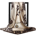 Lenço Quadrado Feminino 90x90cm – Cetim Toque de Seda, Estampado Fashion, Echarpe/Scarf/ Bandana de Luxo